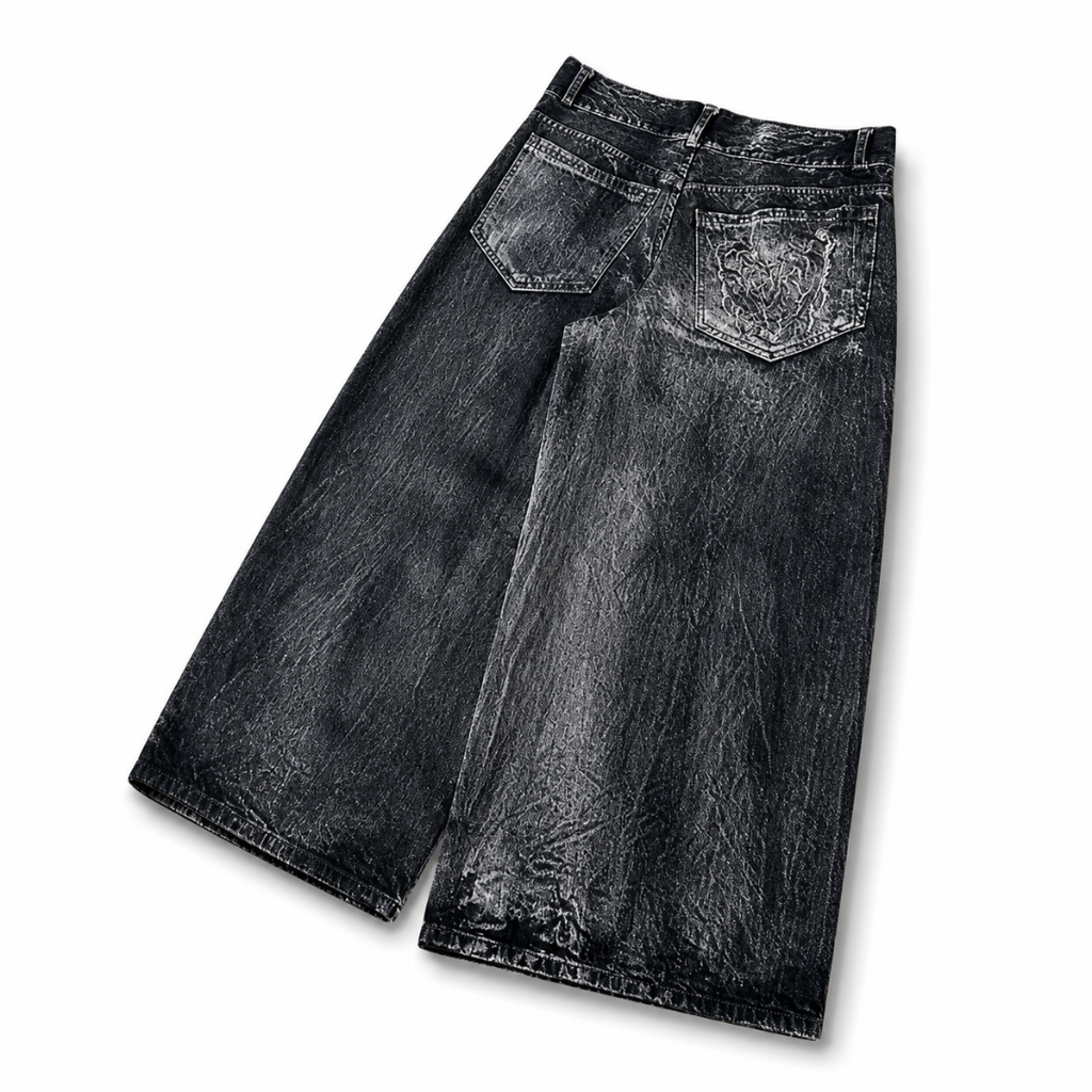 Spider Embroidered Baggy Jeans