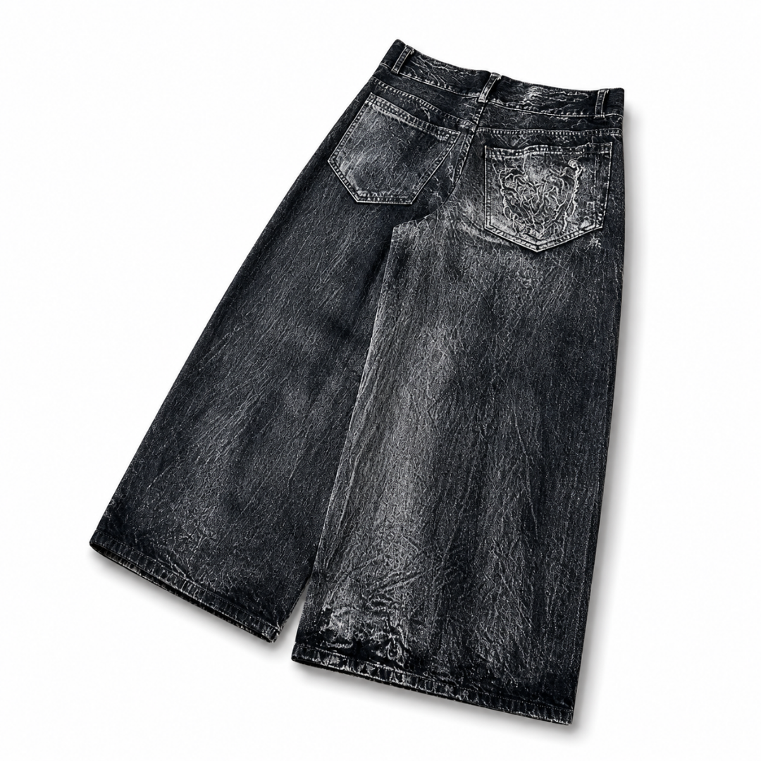 Spider Embroidered Baggy Jeans