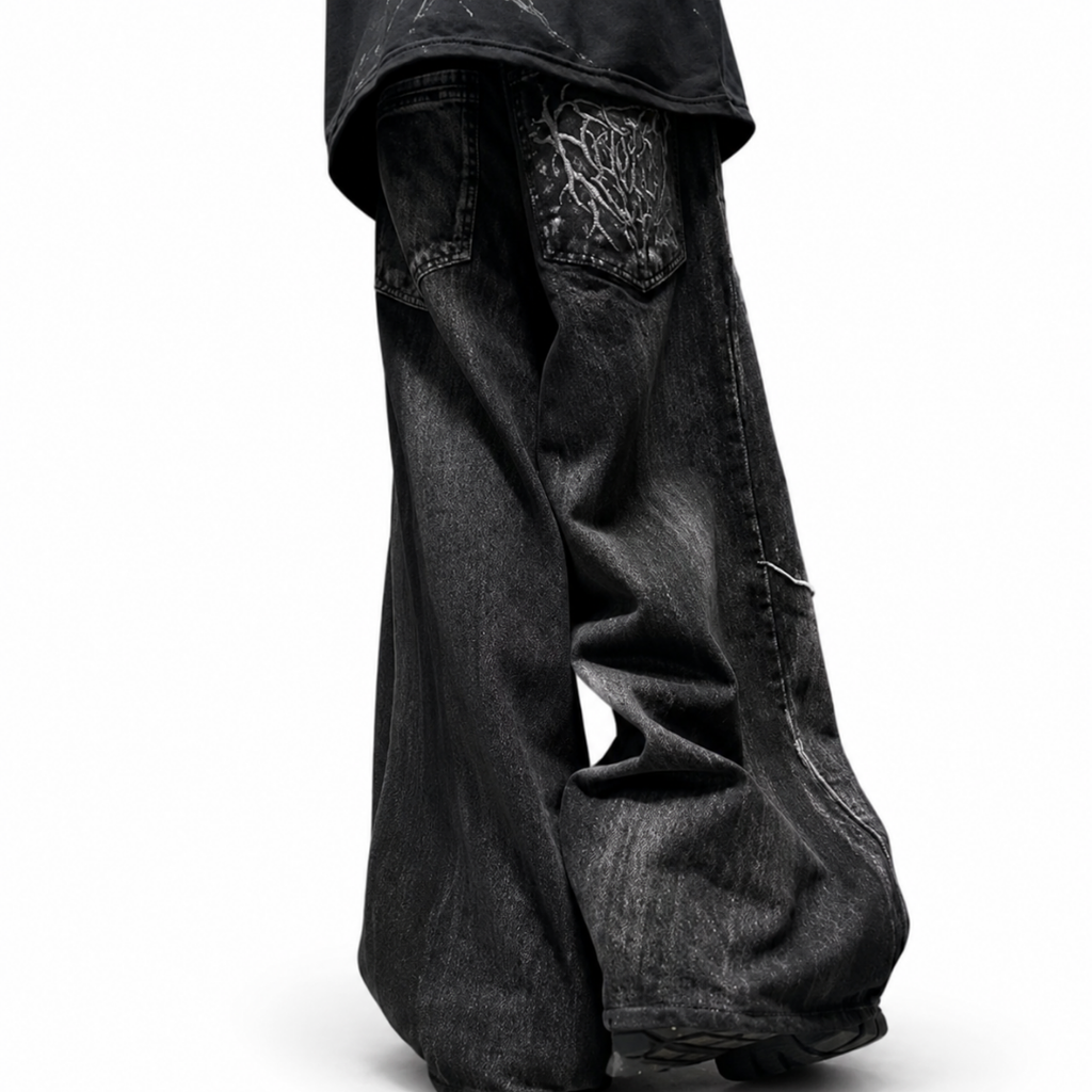 Spider Embroidered Baggy Jeans