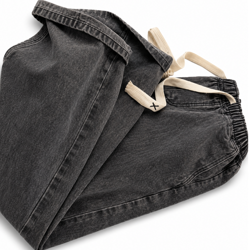 Drawstring Washed Jeans