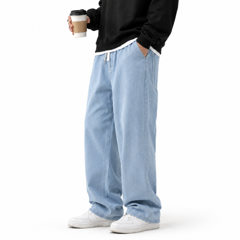Drawstring Washed Jeans