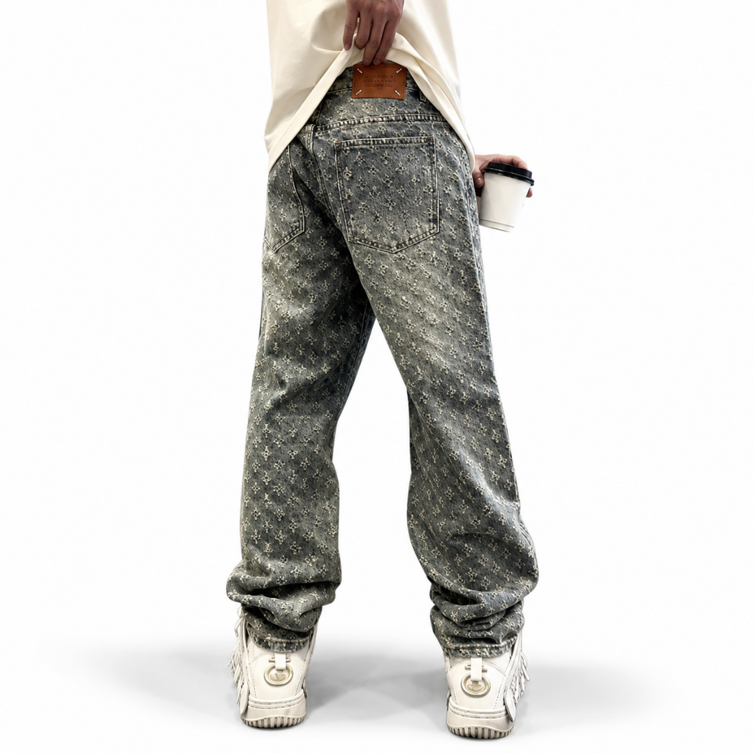 Jacquard Distressed Jeans