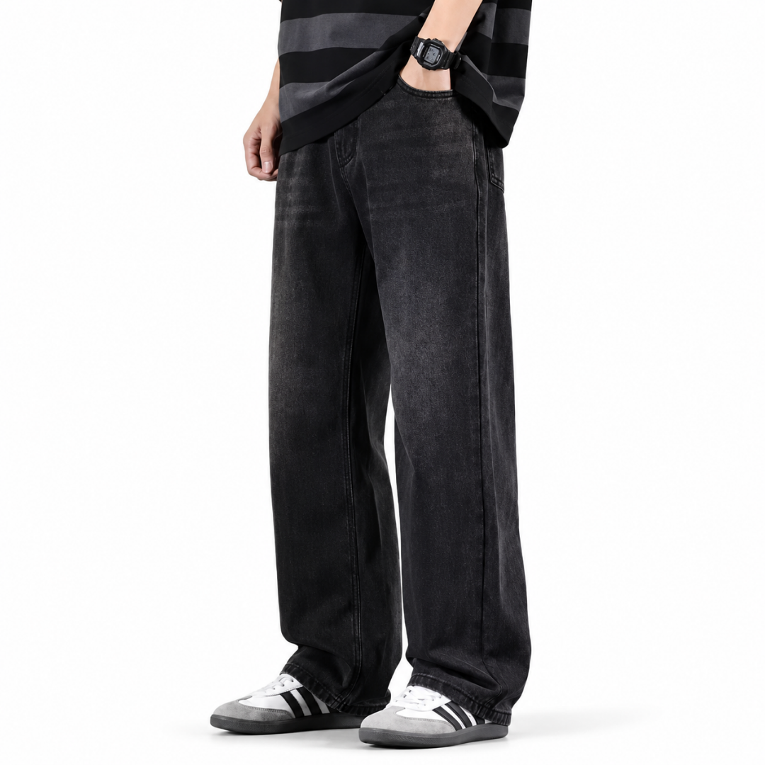 Vintage Wash Wide-Leg Jeans