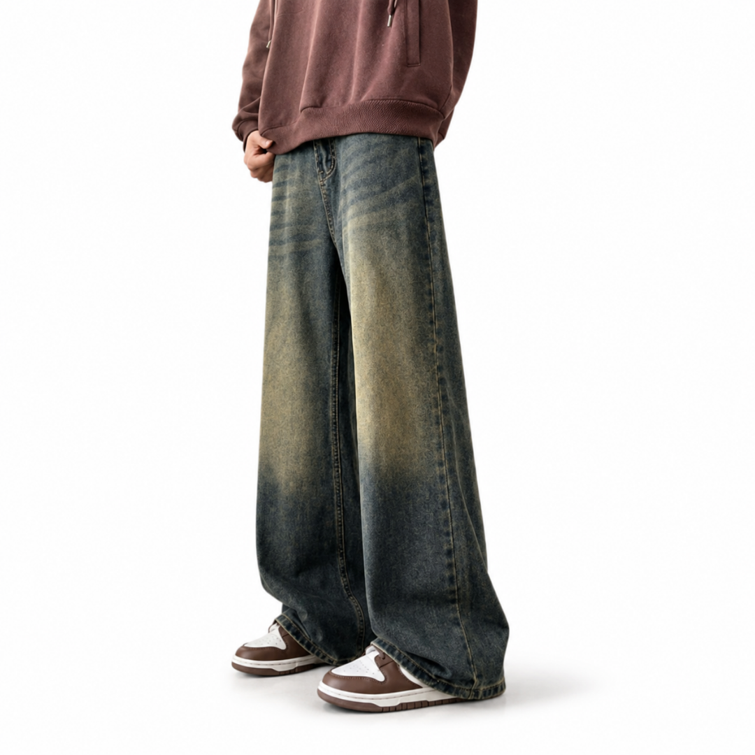 Vintage Wash Wide-Leg Jeans