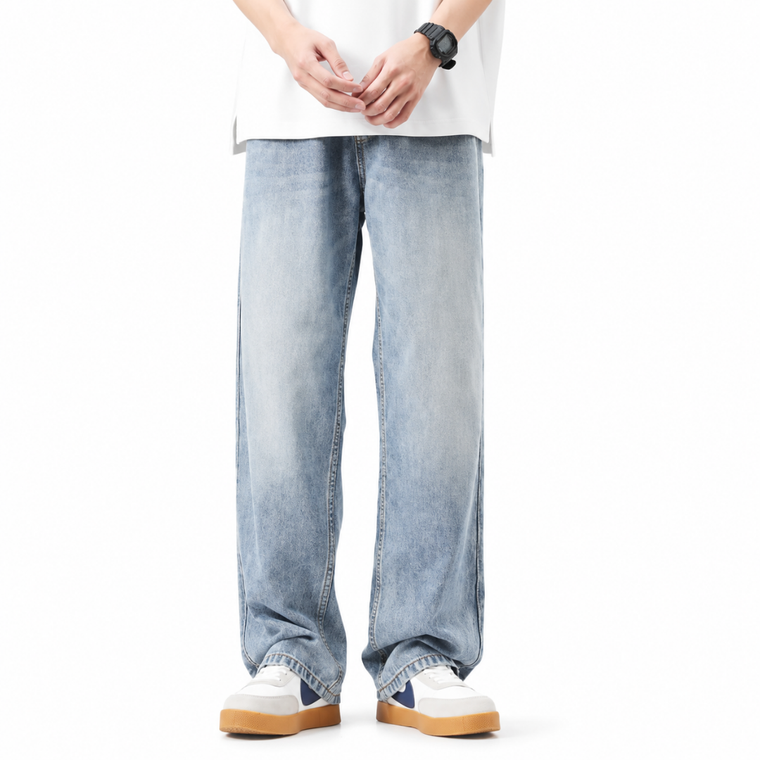 Vintage Wash Wide-Leg Jeans