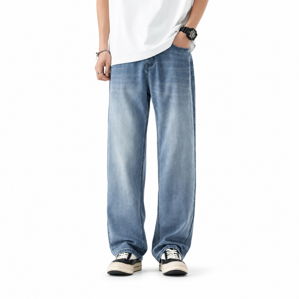 Vintage Wash Wide-Leg Jeans