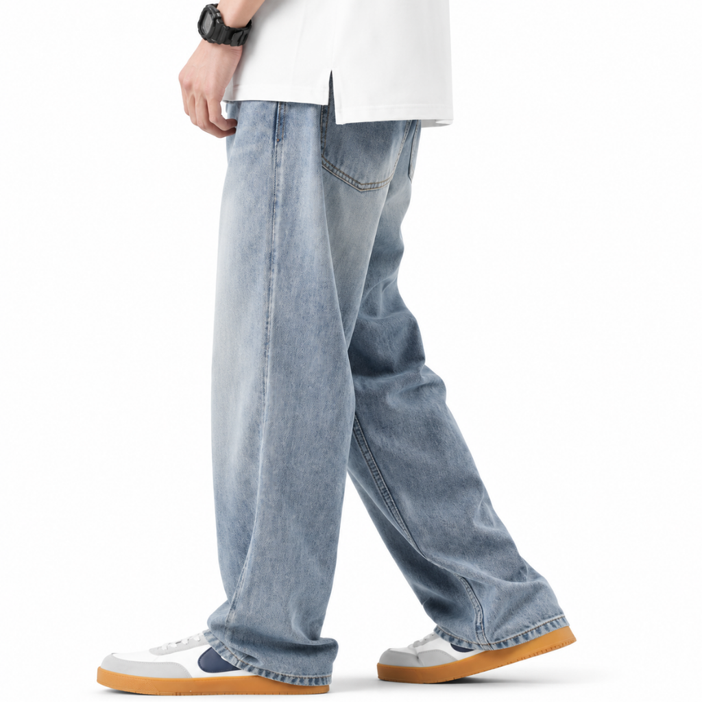 Vintage Wash Wide-Leg Jeans