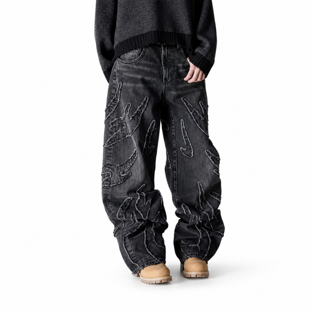 Embroidered Baggy Jeans