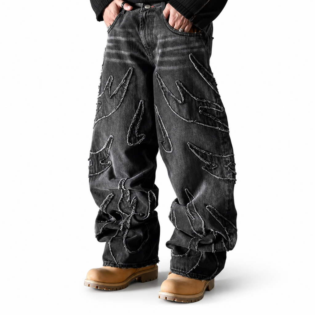 Embroidered Baggy Jeans