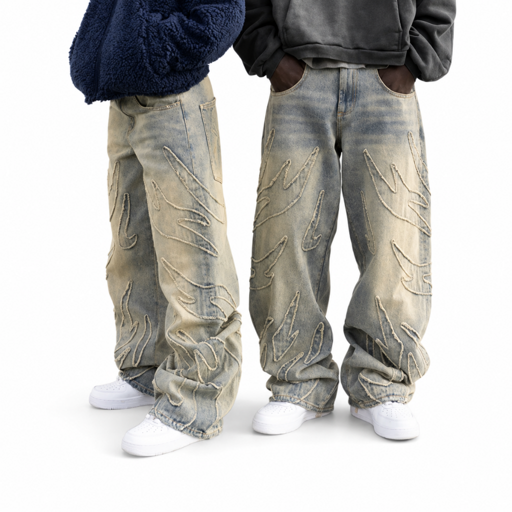 Embroidered Baggy Jeans