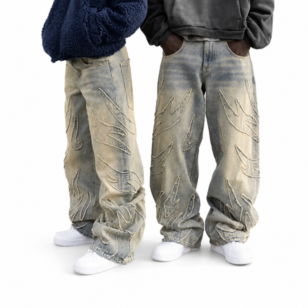 Embroidered Baggy Jeans