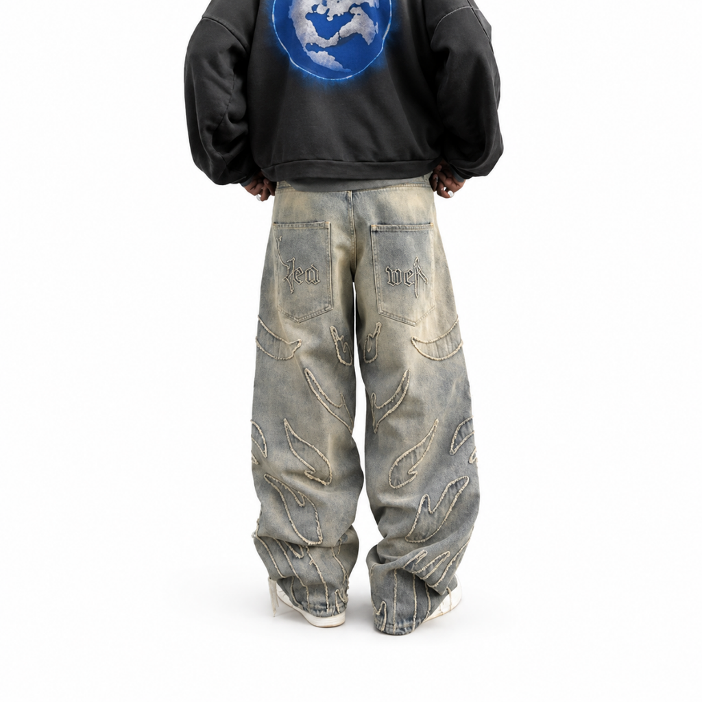 Embroidered Baggy Jeans