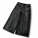Spider Embroidered Baggy Jeans
