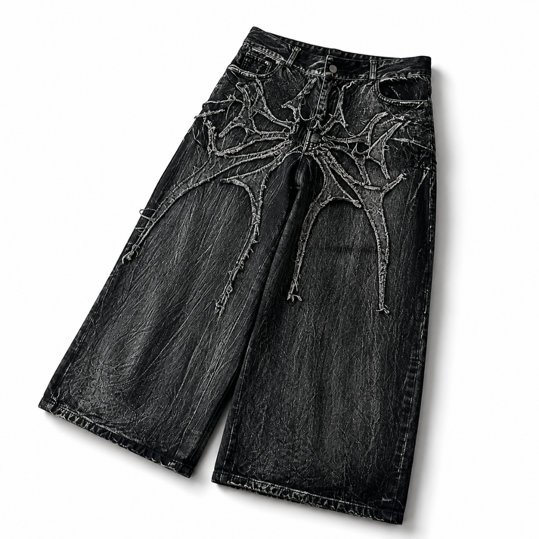 Spider Embroidered Baggy Jeans
