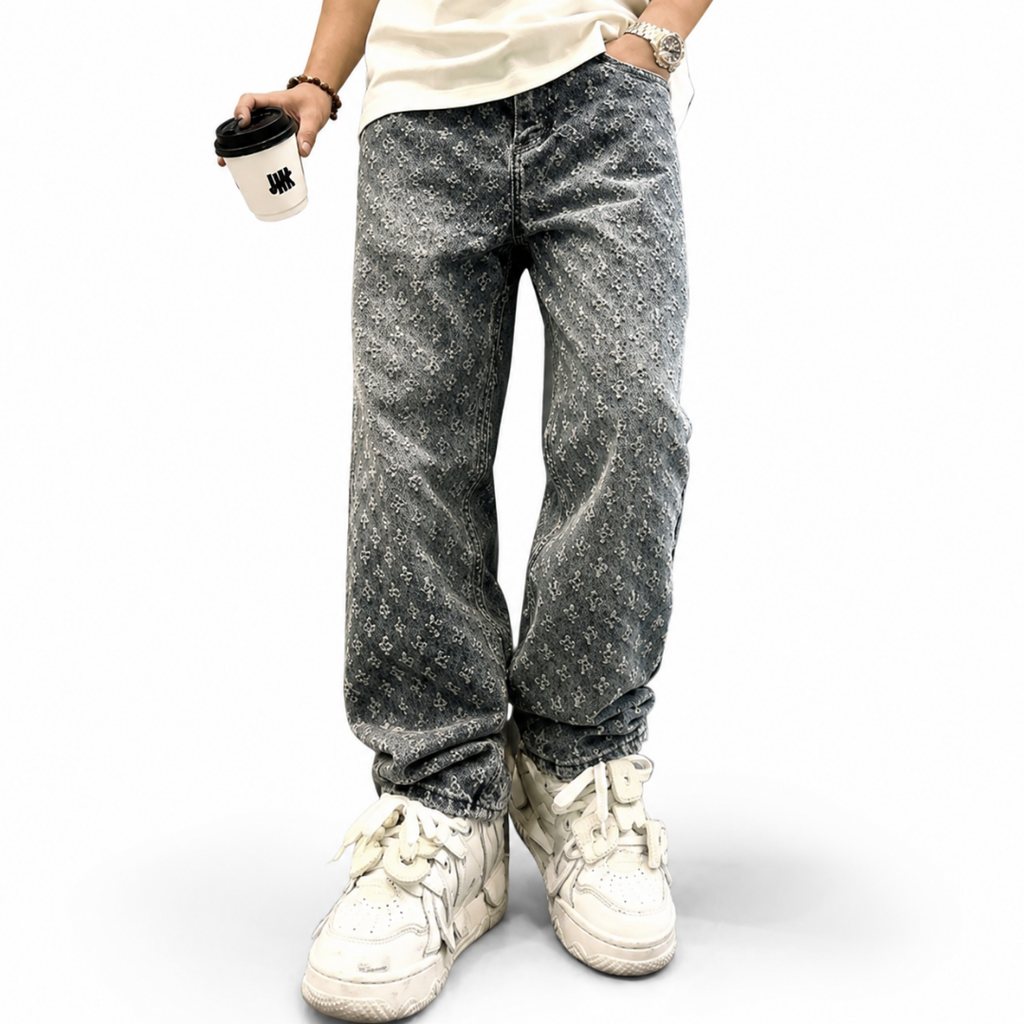 Jacquard Distressed Jeans
