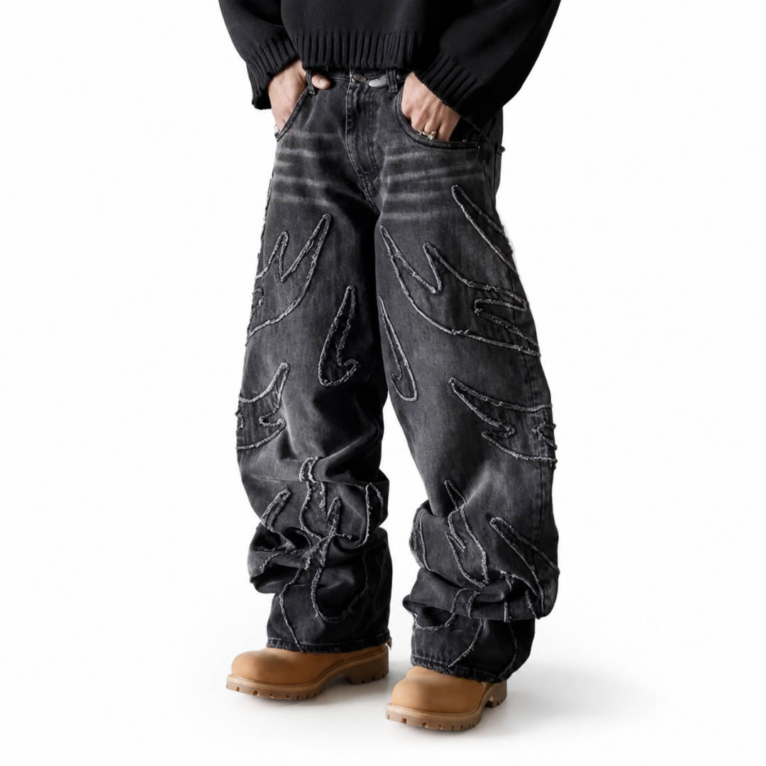 Embroidered Baggy Jeans
