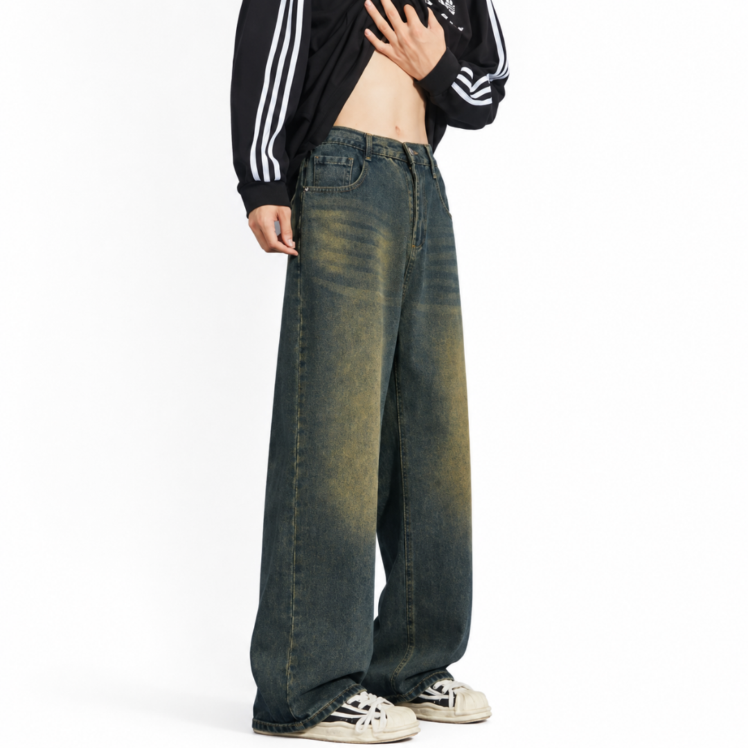 Vintage Wash Wide-Leg Jeans